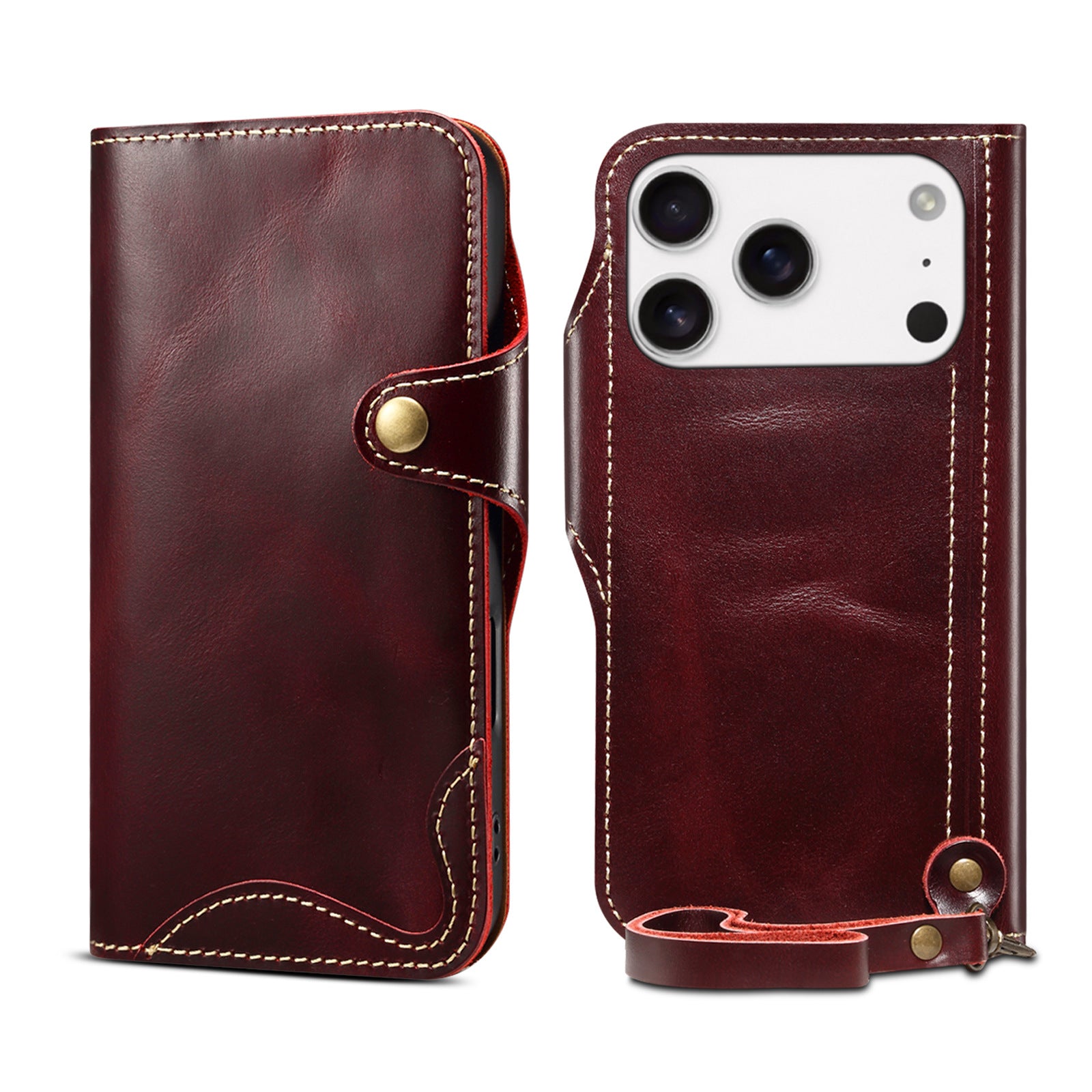Leren iPhone-hoesje met vak voor een pasje