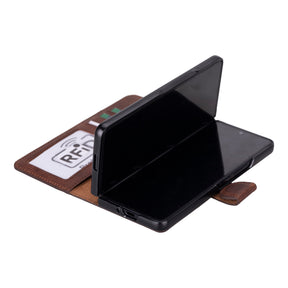 Niet-afneembare leren portemonneehoes voor de Samsung Galaxy Z Fold 5
