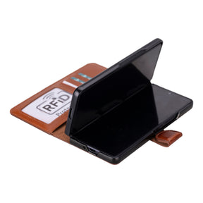 Niet-afneembare leren portemonneehoes voor de Samsung Galaxy Z Fold 5