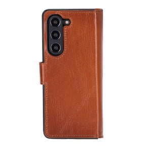 Niet-afneembare leren portemonneehoes voor de Samsung Galaxy Z Fold 5