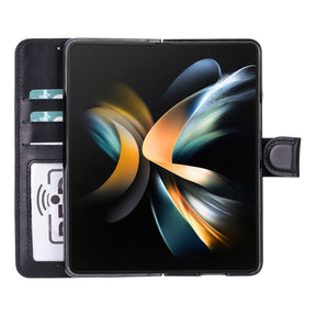 Niet-afneembare leren portemonneehoes voor de Samsung Galaxy Z Fold 5
