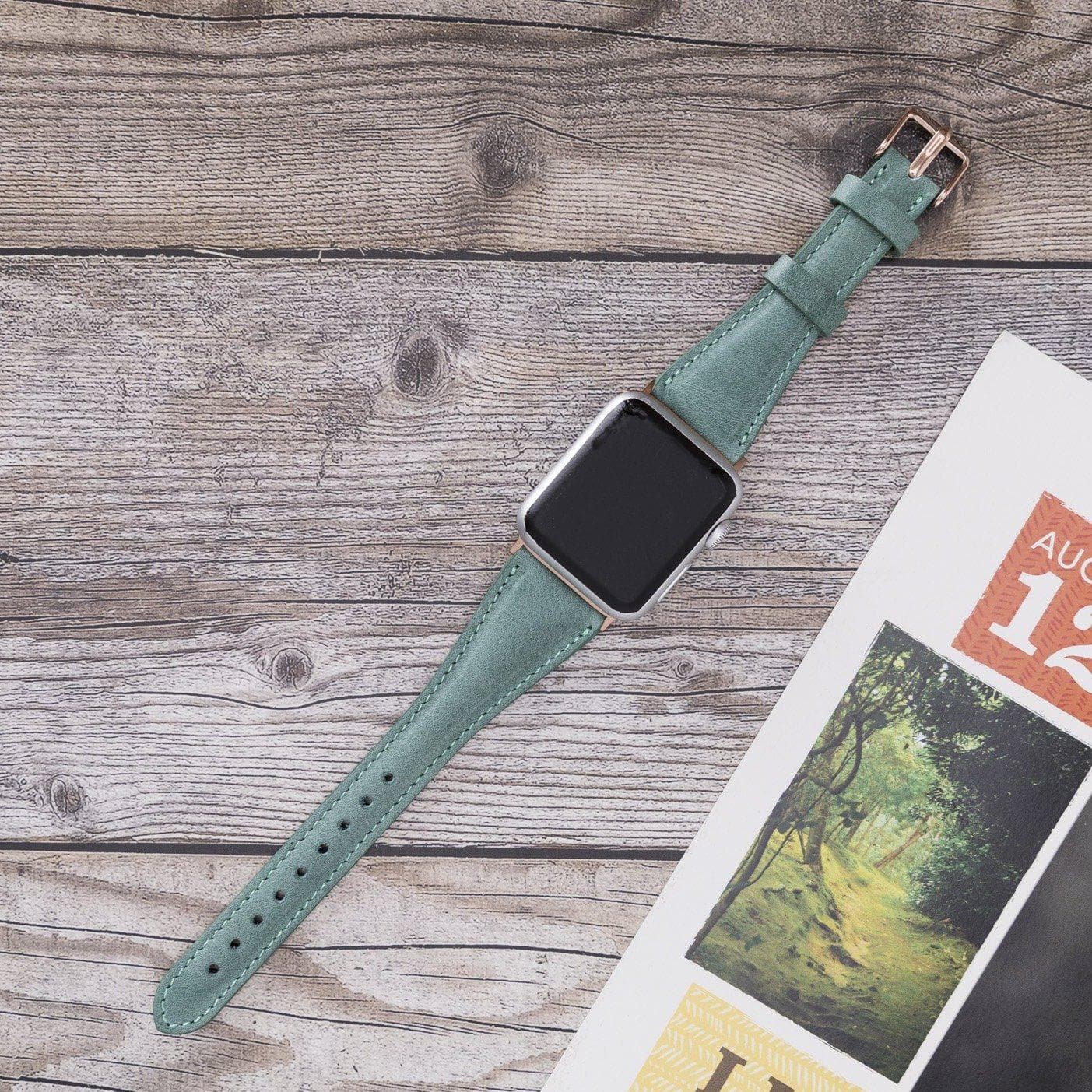 Klassieke, slanke Apple Watch-band van echt leer