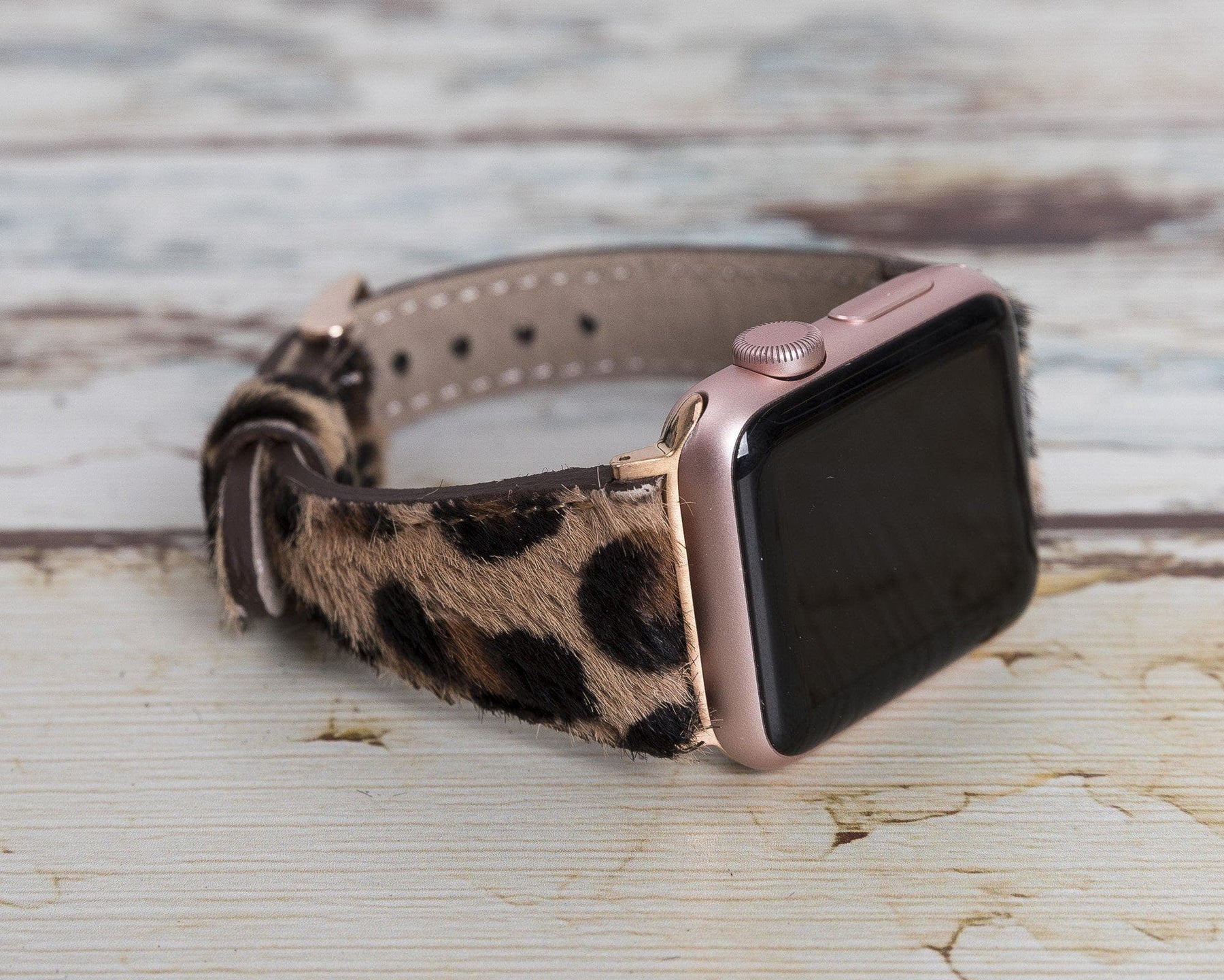 Klassieke, slanke Apple Watch-band van echt leer