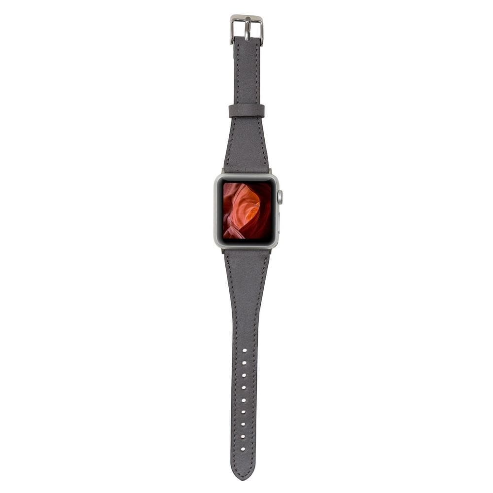 Klassieke, slanke Apple Watch-band van echt leer