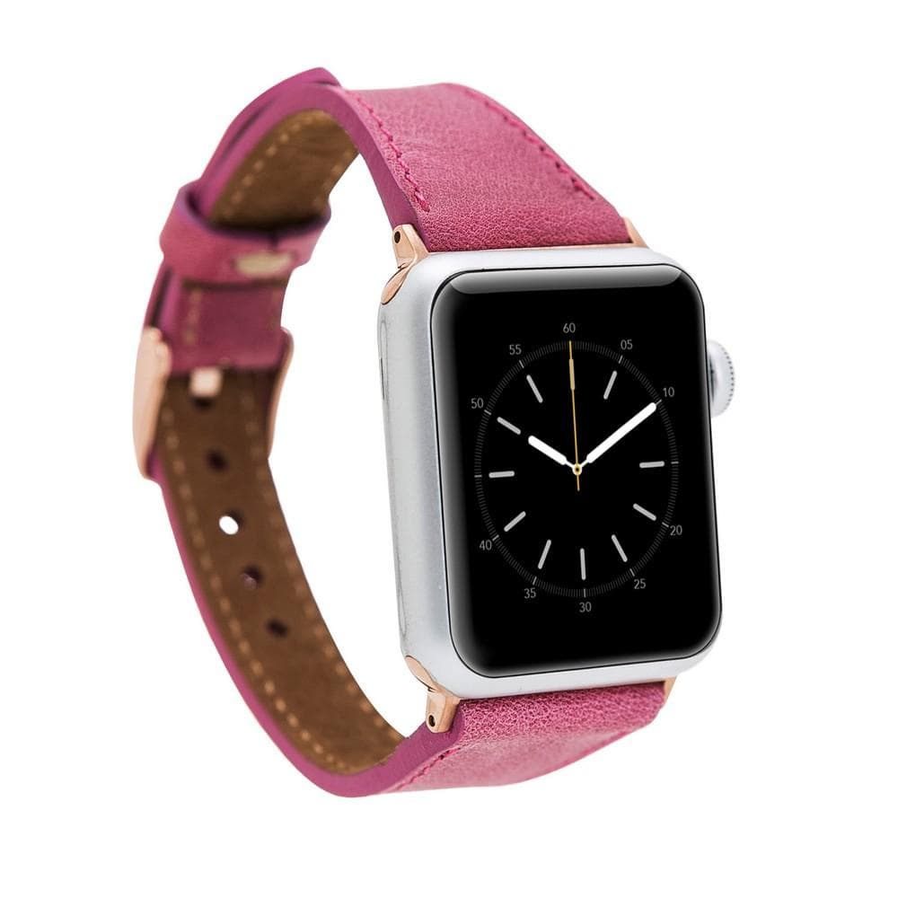 Klassieke, slanke Apple Watch-band van echt leer