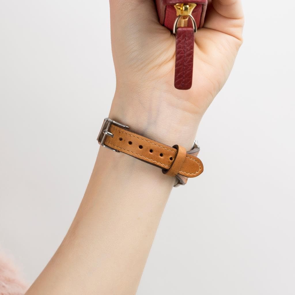 Klassieke, slanke Apple Watch-band van echt leer