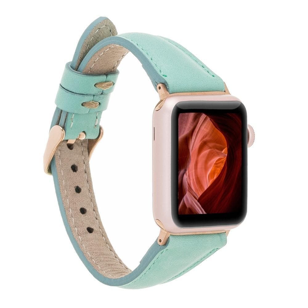 Klassieke, slanke Apple Watch-band van echt leer