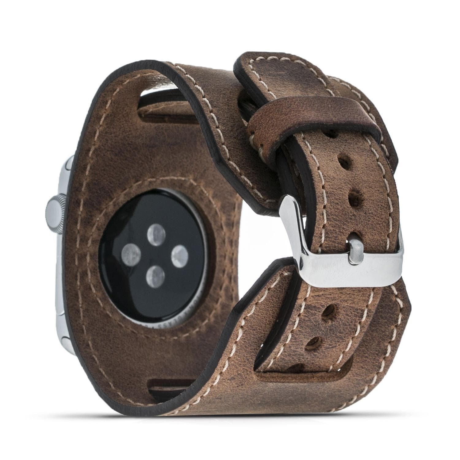 Apple Watch-bandje van echt leer met manchet
