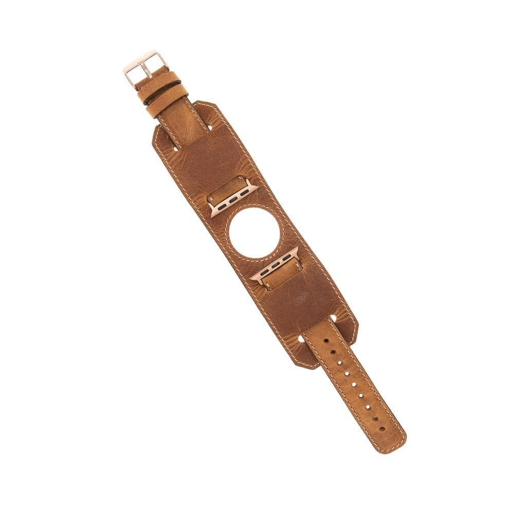 Apple Watch-bandje van echt leer met manchet