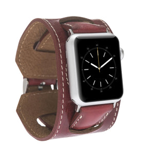 Apple Watch-bandje van echt leer met manchet