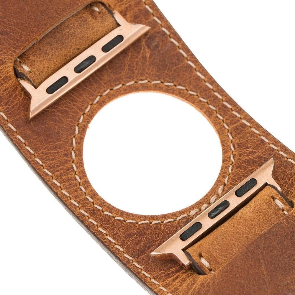 Apple Watch-bandje van echt leer met manchet