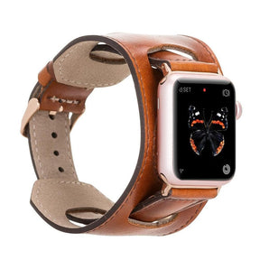 Apple Watch-bandje van echt leer met manchet
