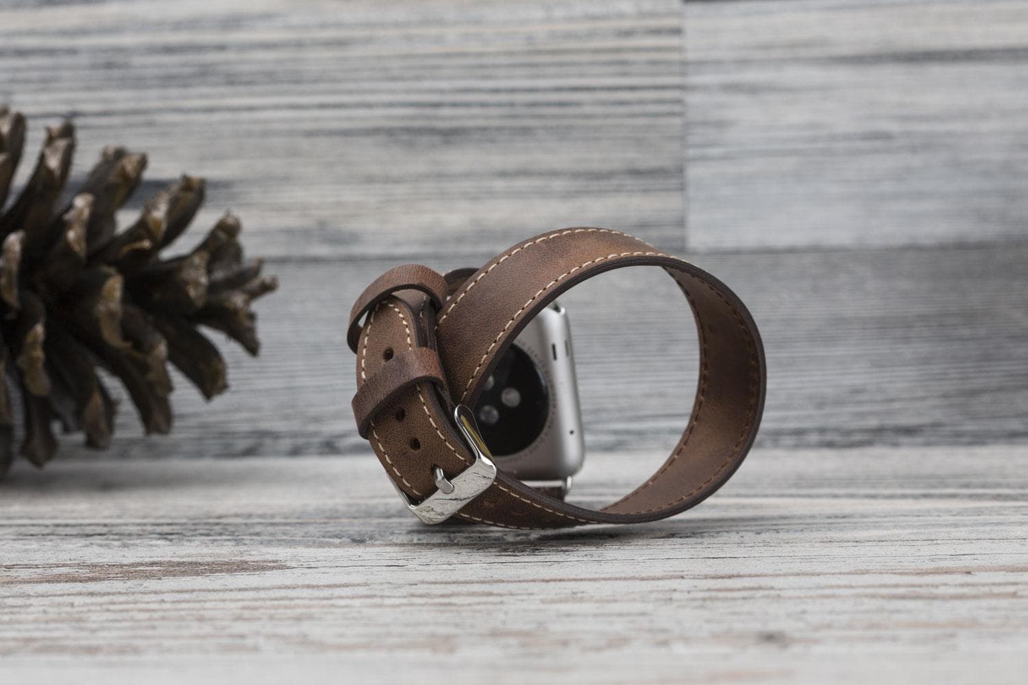 Apple Watch-bandje van echt leer in Double Tour-stijl - DT