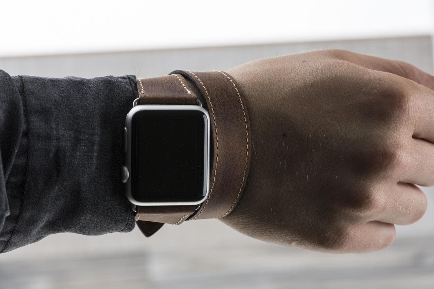 Apple Watch-bandje van echt leer in Double Tour-stijl - DT