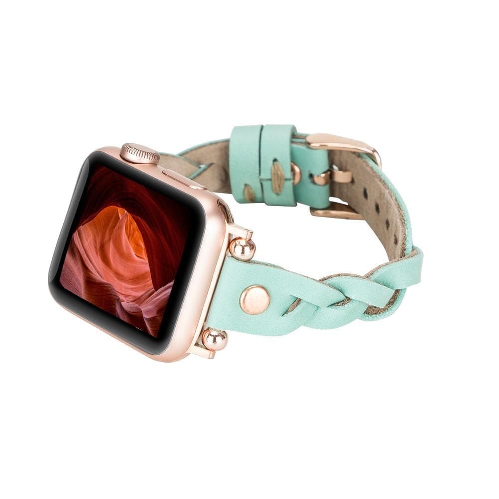 Wanda Ferro gevlochten roségouden Apple Watch-bandje in Trok-stijl van echt leer