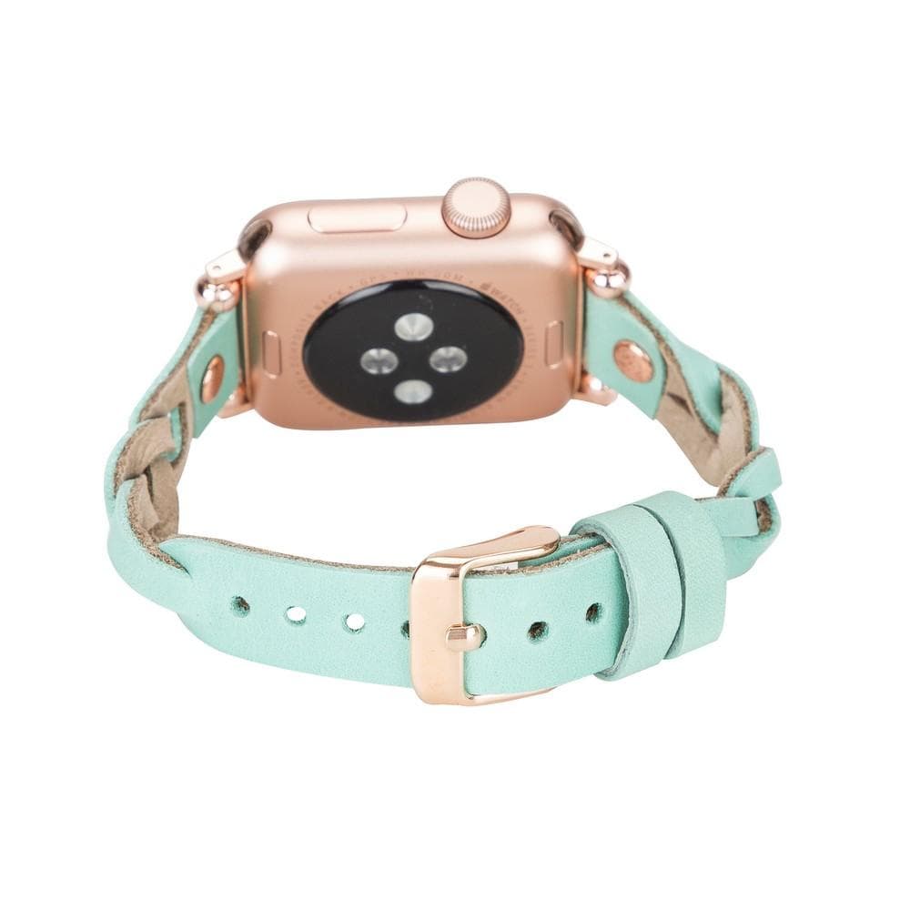 Wanda Ferro gevlochten roségouden Apple Watch-bandje in Trok-stijl van echt leer