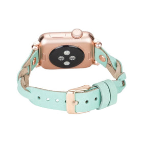 Wanda Ferro gevlochten roségouden Apple Watch-bandje in Trok-stijl van echt leer
