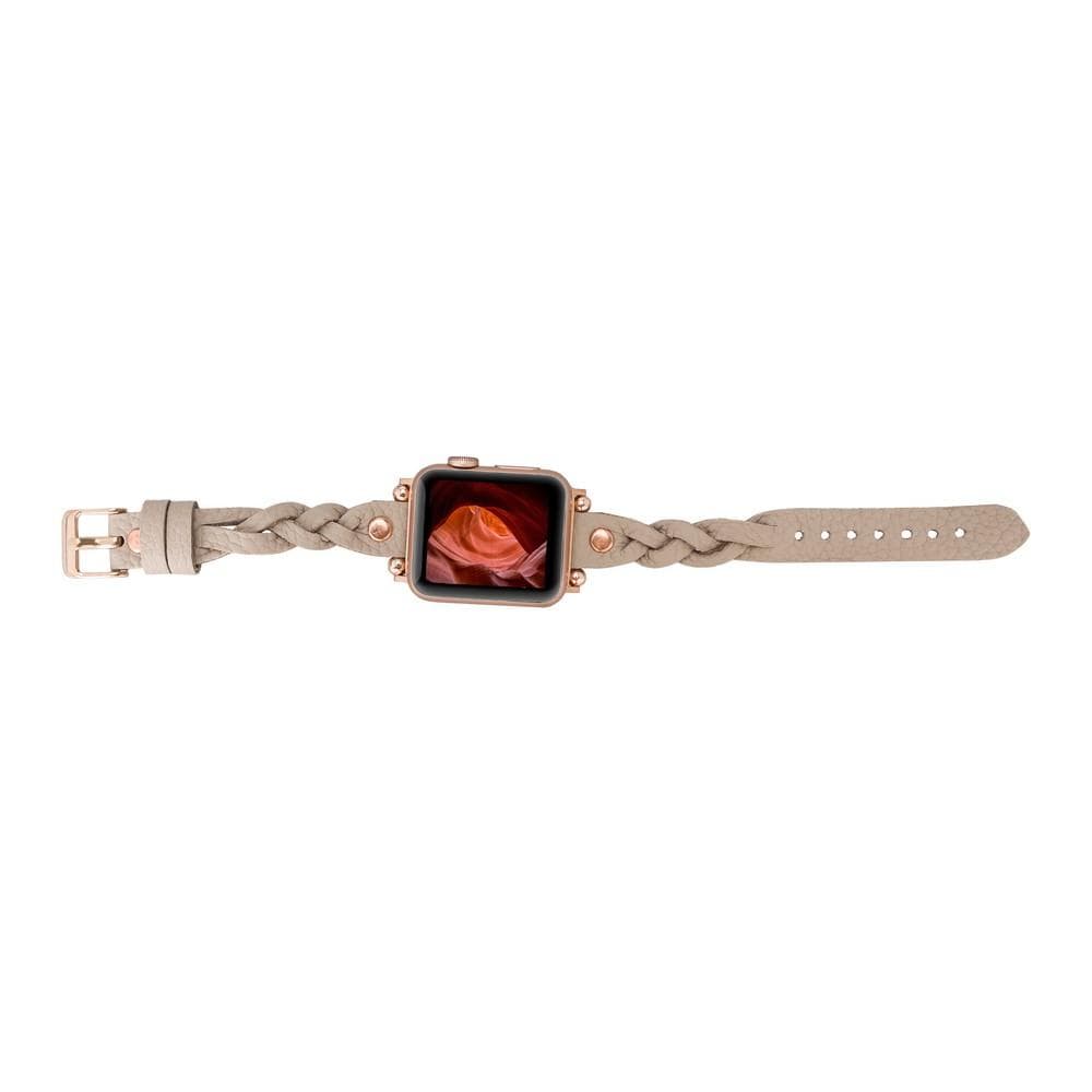 Wanda Ferro gevlochten roségouden Apple Watch-bandje in Trok-stijl van echt leer