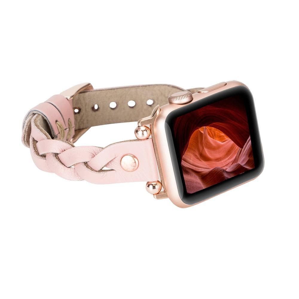 Wanda Ferro gevlochten roségouden Apple Watch-bandje in Trok-stijl van echt leer