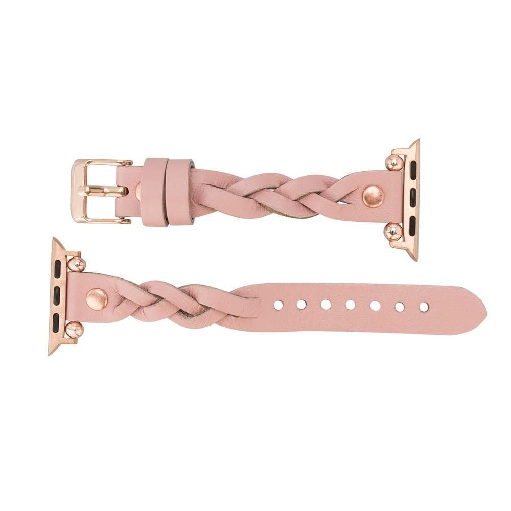 Wanda Ferro gevlochten roségouden Apple Watch-bandje in Trok-stijl van echt leer