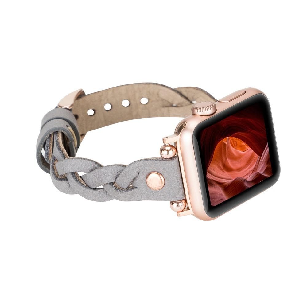 Wanda Ferro gevlochten roségouden Apple Watch-bandje in Trok-stijl van echt leer