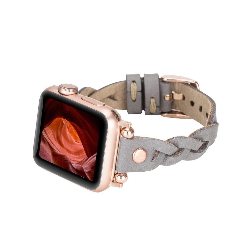 Wanda Ferro gevlochten roségouden Apple Watch-bandje in Trok-stijl van echt leer