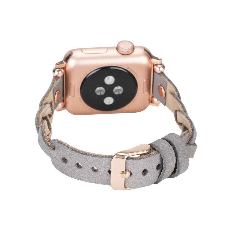 Wanda Ferro gevlochten roségouden Apple Watch-bandje in Trok-stijl van echt leer