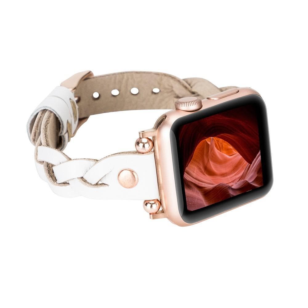 Wanda Ferro gevlochten roségouden Apple Watch-bandje in Trok-stijl van echt leer