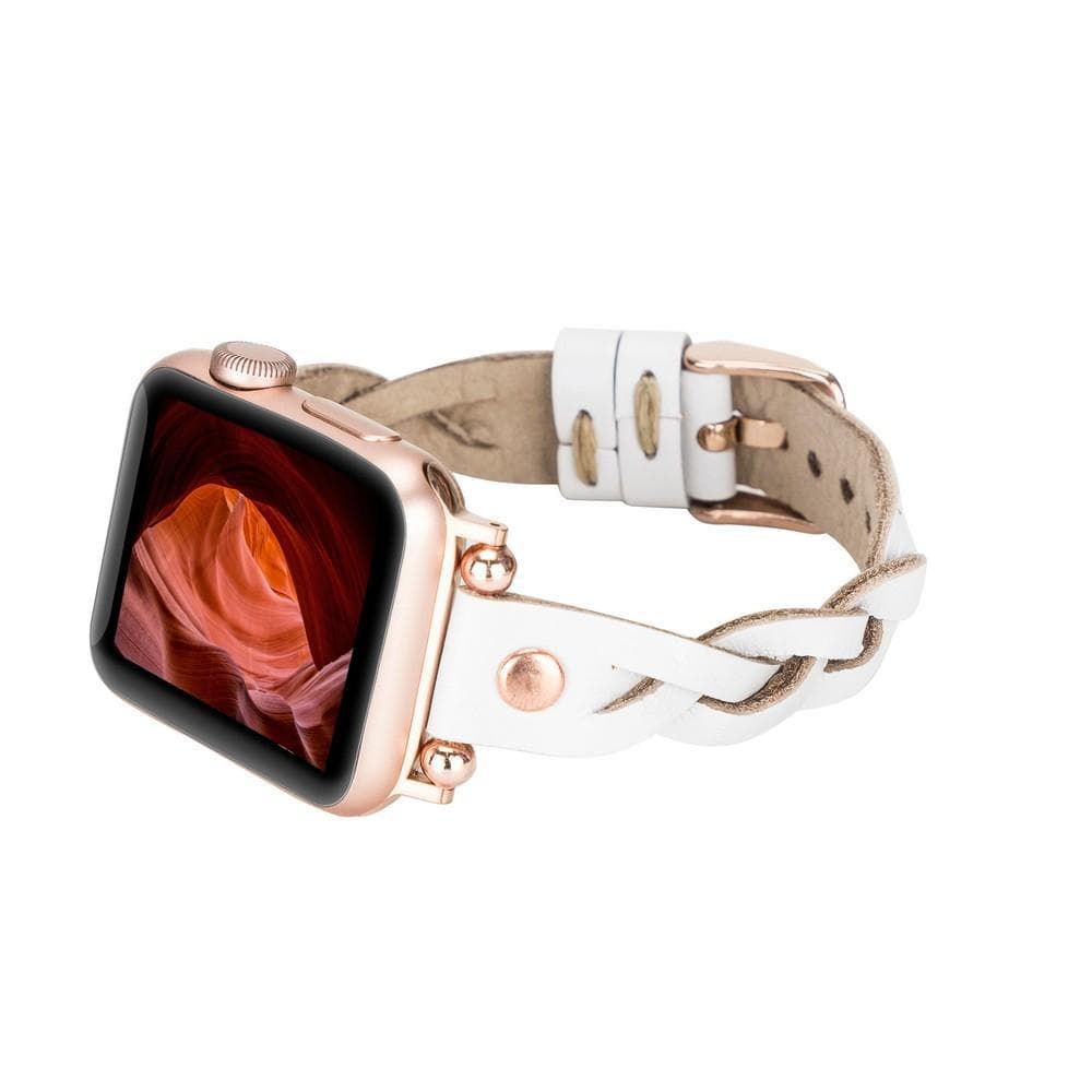 Wanda Ferro gevlochten roségouden Apple Watch-bandje in Trok-stijl van echt leer