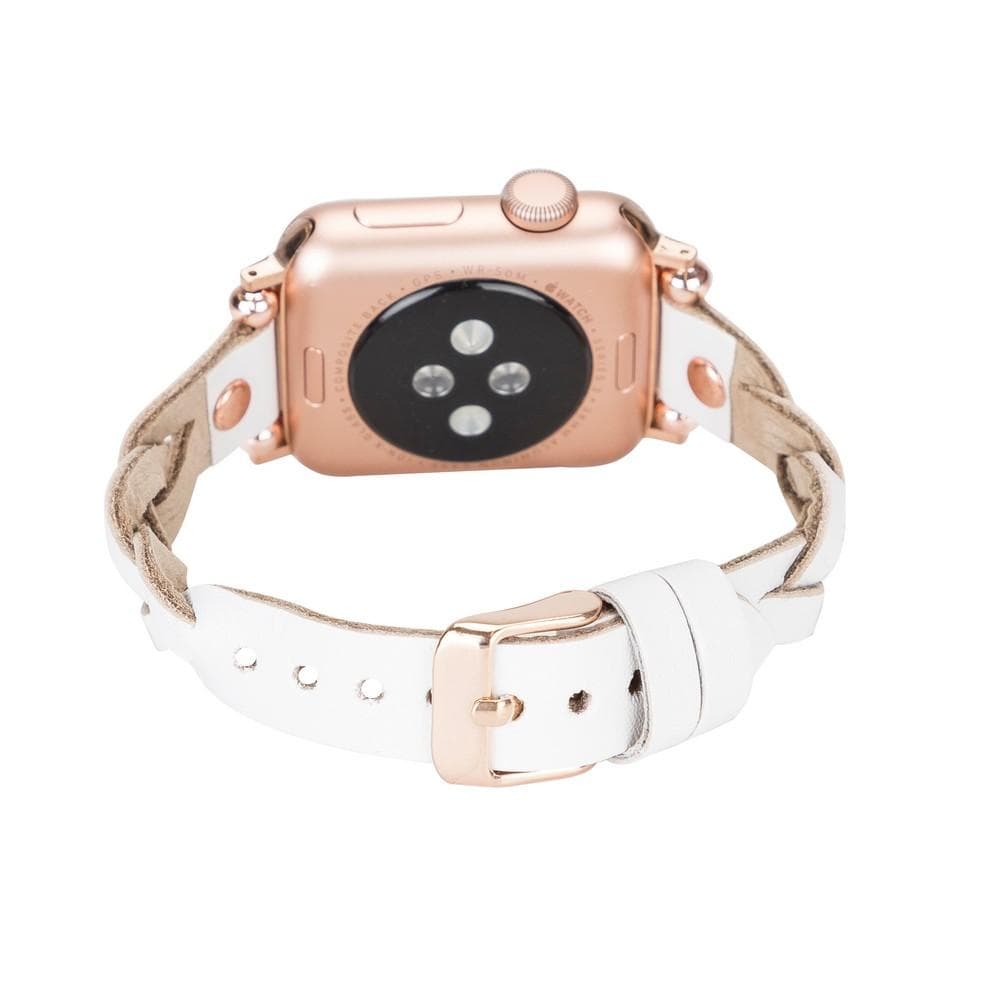 Wanda Ferro gevlochten roségouden Apple Watch-bandje in Trok-stijl van echt leer