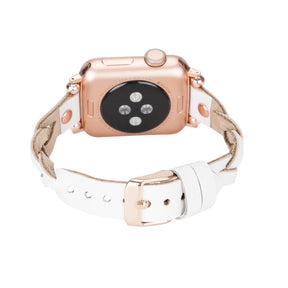 Wanda Ferro gevlochten roségouden Apple Watch-bandje in Trok-stijl van echt leer