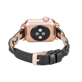 Wanda Ferro gevlochten roségouden Apple Watch-bandje in Trok-stijl van echt leer