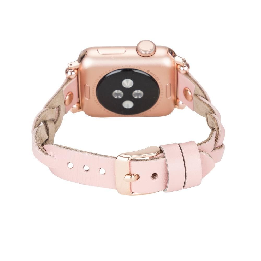 Wanda Ferro gevlochten roségouden Apple Watch-bandje in Trok-stijl van echt leer