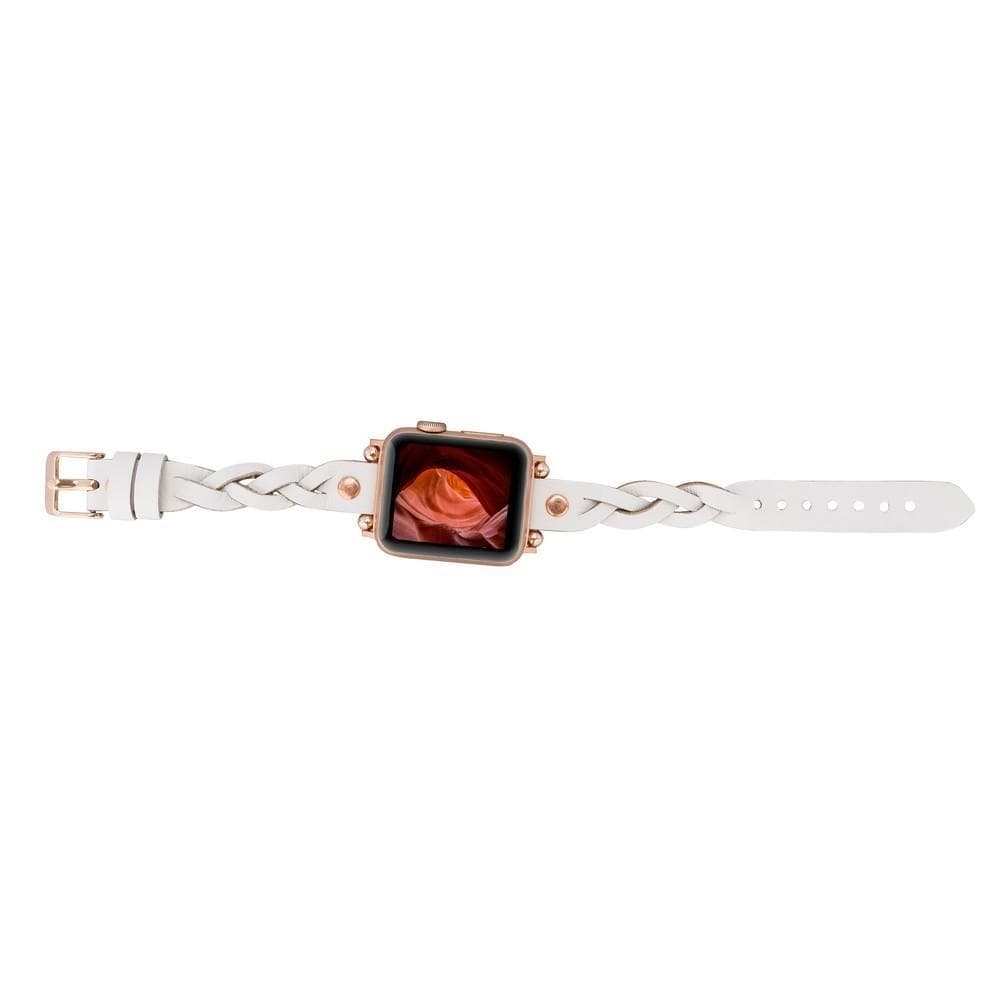 Wanda Ferro gevlochten roségouden Apple Watch-bandje in Trok-stijl van echt leer