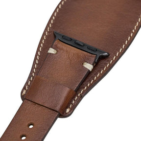 Pulsar-armband in manchetstijl van echt leer voor de Apple Watch
