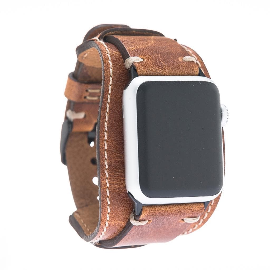 Pulsar-armband in manchetstijl van echt leer voor de Apple Watch