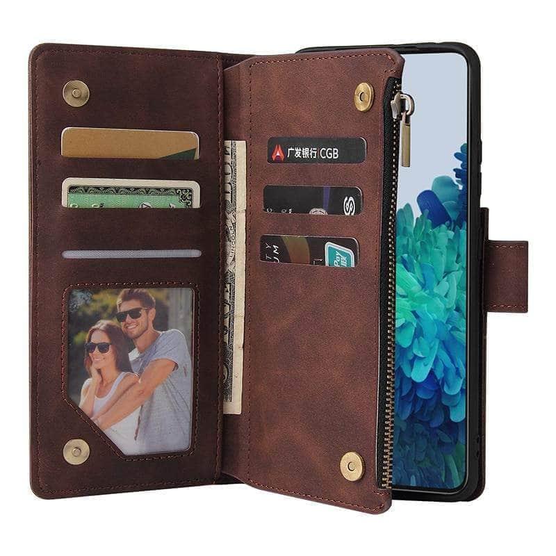 Kunstleren telefoonhoesje met rits voor de Galaxy S21