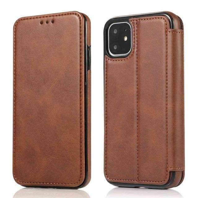 iPhone-hoesje geopend zodat de kaartvakken zichtbaar zijn