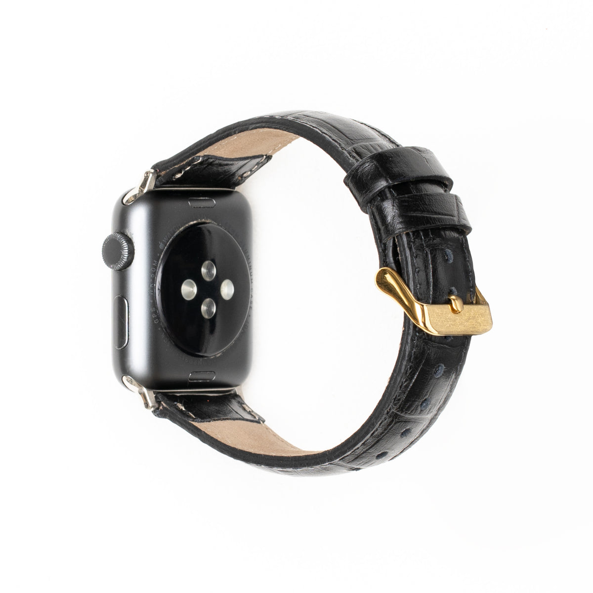 Leren Bandje Apple Watch - Croco Zwart - Oblac