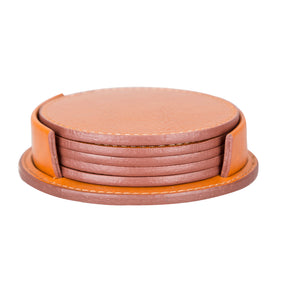 Leren Onderzetters - Set van 6 stuks